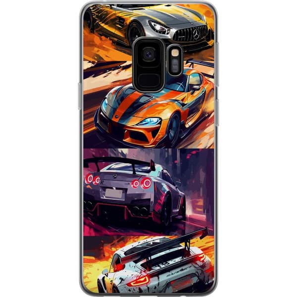 Samsung Galaxy S9 Gjennomsiktig deksel Rallyfeber - intensivt motiv med rallybiler