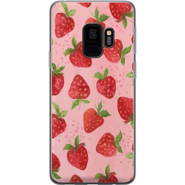 Samsung Galaxy S9 Gennemsigtig cover Jordbærdrømme - Retro-stil jordbærmønster