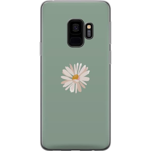 Samsung Galaxy S9 Gjennomsiktig deksel Grønn Minimalblomst - stilren blomst på grønn bakgrunn