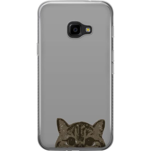 Samsung Galaxy Xcover 4 Gjennomsiktig deksel Grå Kattblikk - stilren katte design med grå bakgrunn