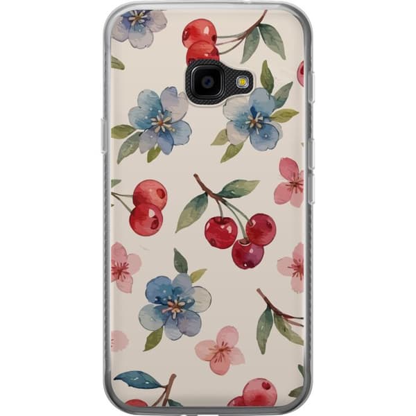 Samsung Galaxy Xcover 4 Gjennomsiktig deksel Bær & Blomster - mønster med blå blomster og skogsbær