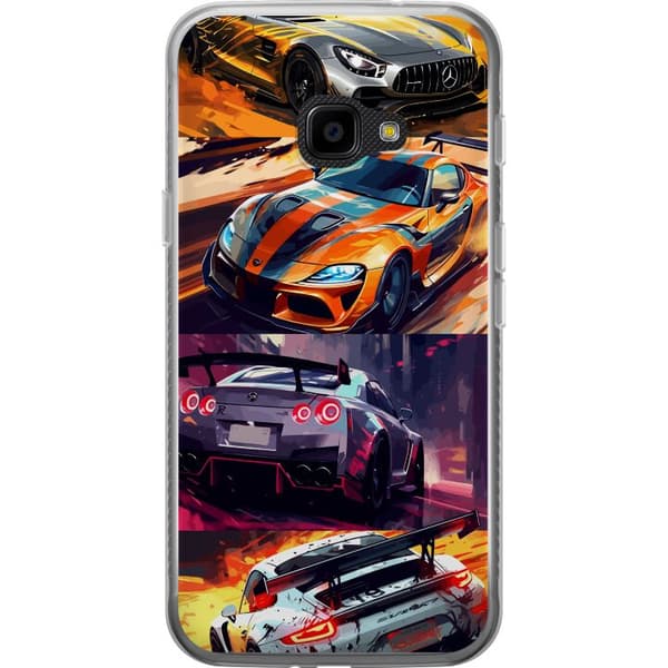 Samsung Galaxy Xcover 4 Genomskinligt Skal Rally Fever – fartfyllt motiv med rallybilar