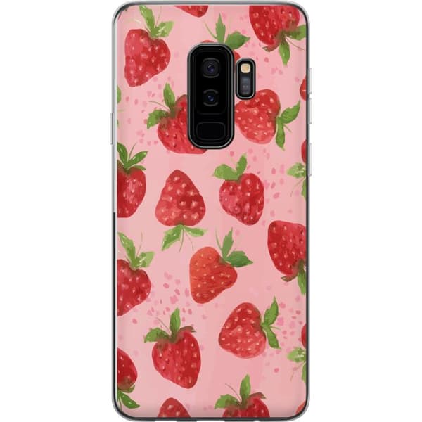 Samsung Galaxy S9+ Gennemsigtig cover Jordbærdrømme - Retro-stil jordbærmønster