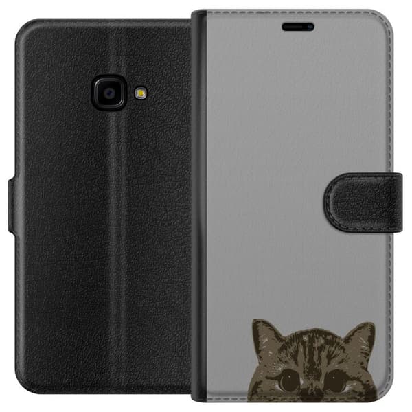 Samsung Galaxy Xcover 4 Lommeboketui Grå Kattblikk - stilren katte design med grå bakgrunn