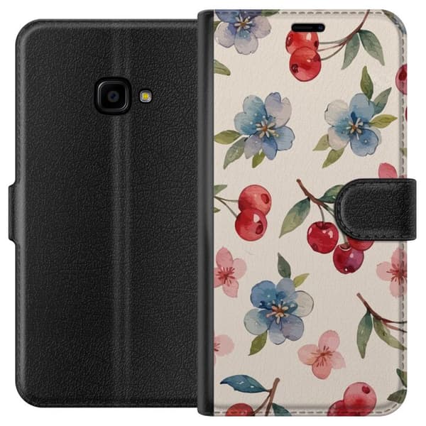Samsung Galaxy Xcover 4 Lommeboketui Bær & Blomster - mønster med blå blomster og skogsbær