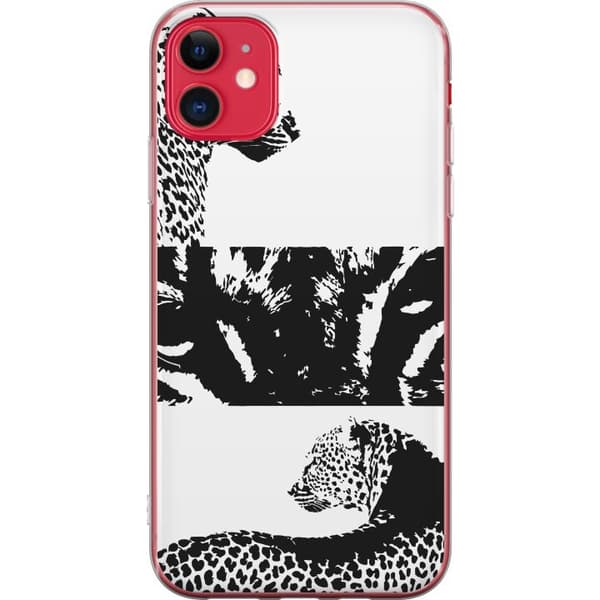 Apple iPhone 11 Genomskinligt Skal Leopard Faces – trendigt mönster med leopardansikten