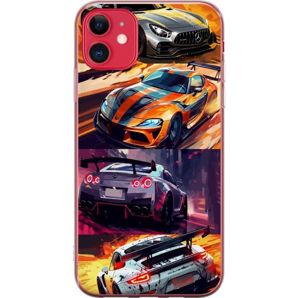 Apple iPhone 11 Gjennomsiktig deksel Rallyfeber - intensivt motiv med rallybiler