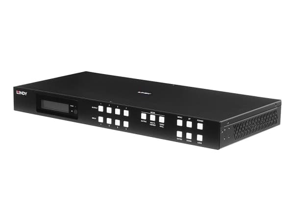 Lindy 38390, AV matrix omskifter, 3840 x 2160 pixel, 18 Gbit/sek., DTS, LPCM, Sort, Metal