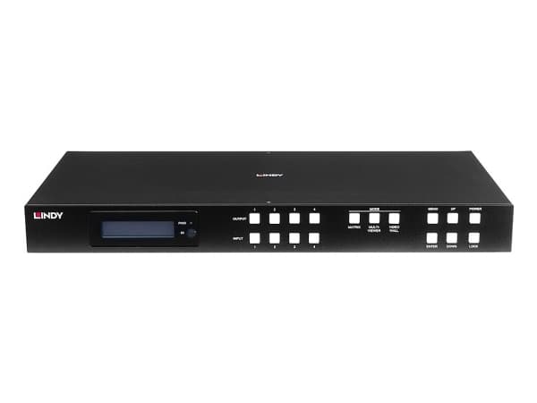 Lindy 38390, AV matrix omskifter, 3840 x 2160 pixel, 18 Gbit/sek., DTS, LPCM, Sort, Metal