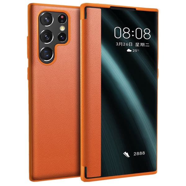 Samsung Galaxy S23 Ultra - Elegant Skyddsfodral med Vyfönster Svart