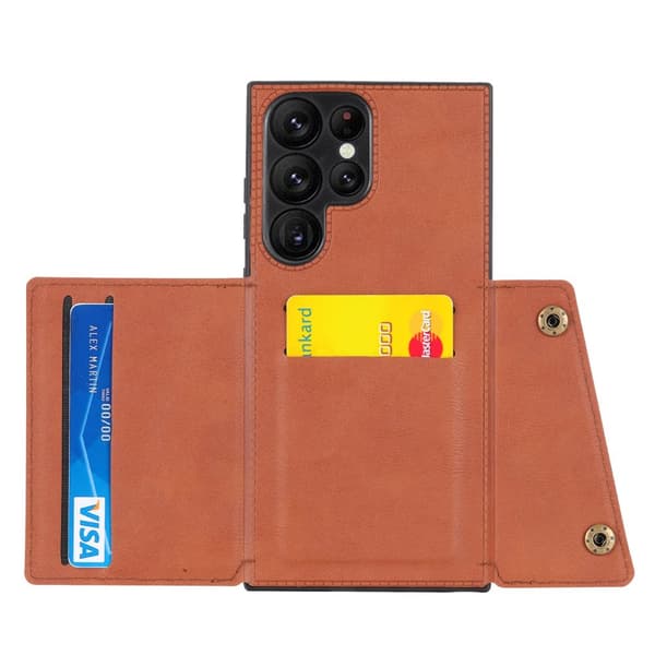 Samsung Galaxy S25 Ultra - Lyxigt PC-läder retro flip-fodral i plånboksstil