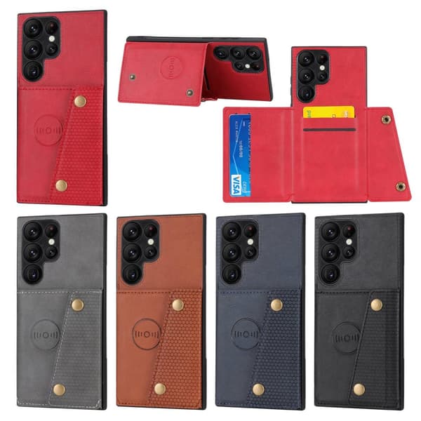 Samsung Galaxy S25 Ultra - Lyxigt PC-läder retro flip-fodral i plånboksstil