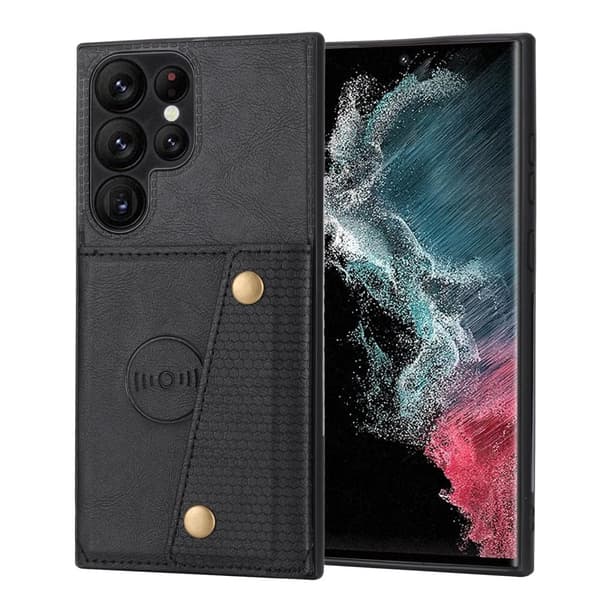 Samsung Galaxy S25 Ultra - Lyxigt PC-läder retro flip-fodral i plånboksstil