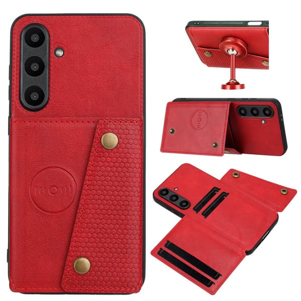 Samsung Galaxy S25 Plus  Retro Skal med Kortfack & Magnet Röd