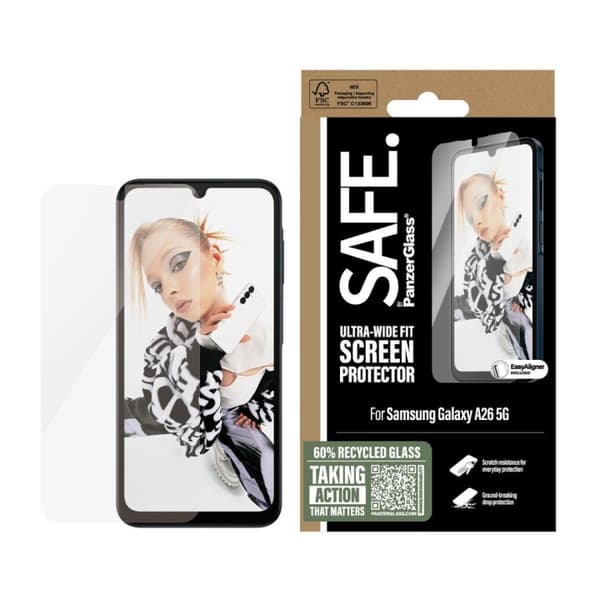 Panzer Lasi - SAFE Näytönsuoja Galaxy uusi A26 5G UWF w. Aligner