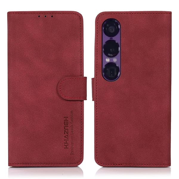 KHAZNEH För Sony Xperia 1 VII Fodral Plånboksfodral Skal Telefonfodral – Röd