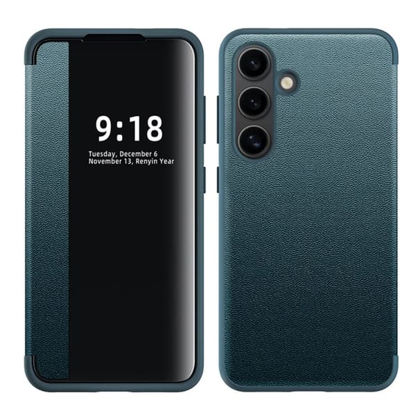 Samsung Galaxy S24 Plus  Slimmat Leman-fodral med smart fönster Grön