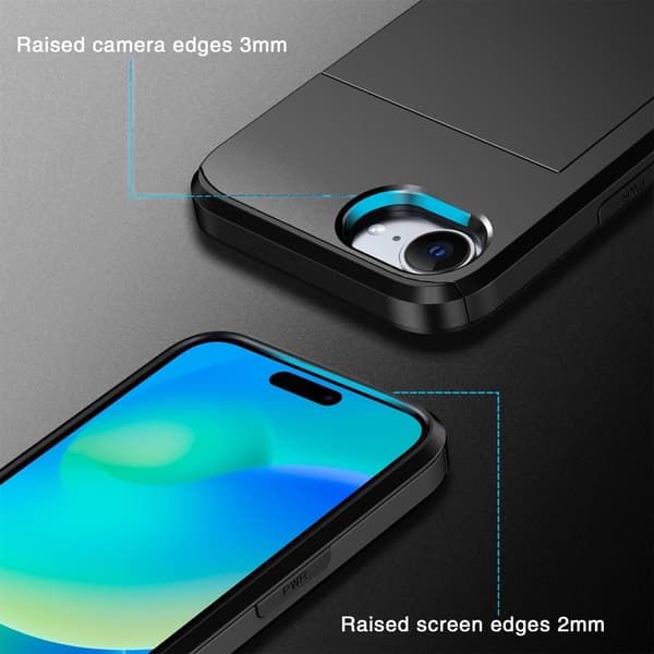 För iPhone 16e skal med korthållare
