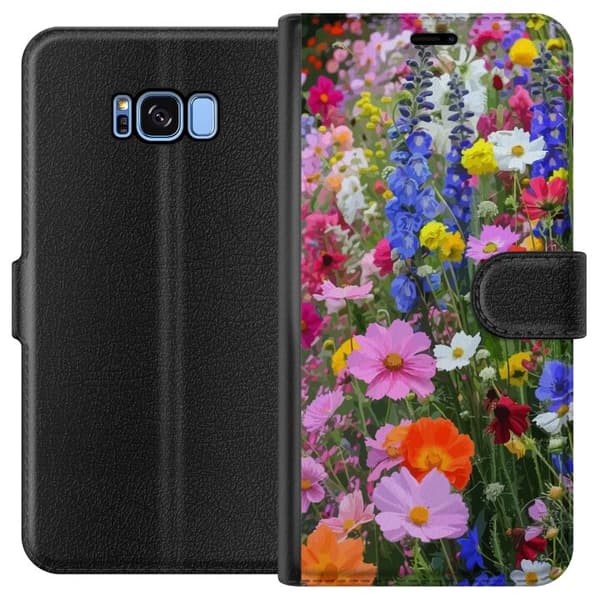 Samsung Galaxy S8 Plånboksfodral Blommigt mobilskal med somrig äng och naturmotiv