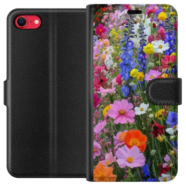 Apple iPhone 8 Tegnebogsetui Blomstret mobilcover med sommerlig eng og naturmotiv