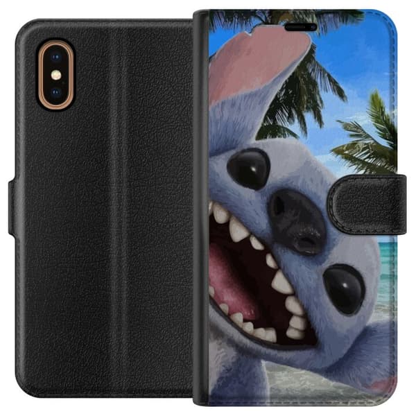 Apple iPhone XS Max Tegnebogsetui Stitch-telefonetaske med palmer i sødt venskabsdesign.