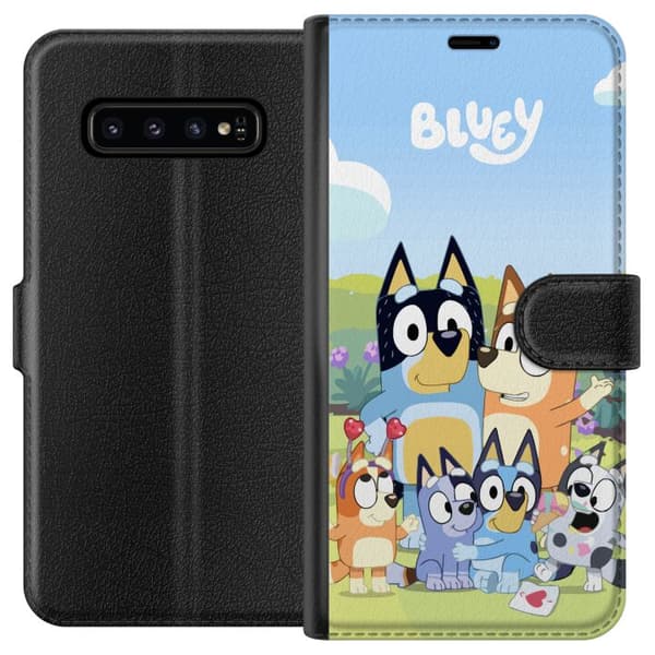 Samsung Galaxy S10 Lommeboketui Bluey mobildeksel med hele familien i fargerikt design