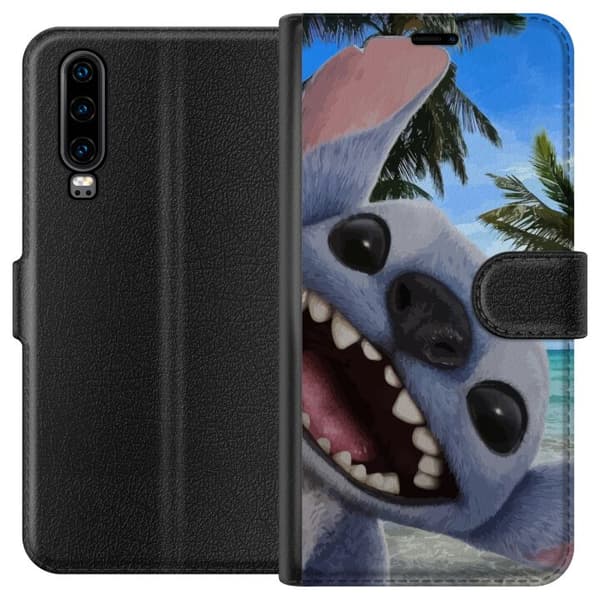 Huawei P30 Plånboksfodral Stitch mobilskal med Palmer i söt vänskapsdesign