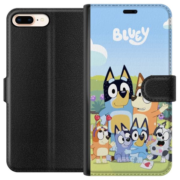 Apple iPhone 7 Plus Tegnebogsetui Bluey mobilcover med hele familien i farverigt design