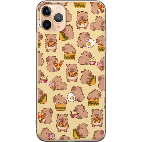 Apple iPhone 11 Pro Max Genomskinligt Skal Kawaii capybara mobilskal med flera söta figurer