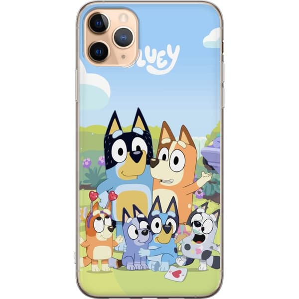 Apple iPhone 11 Pro Max Läpinäkyvä kuori Bluey puhelinkotelo koko perheen kanssa värikkäässä suunnittelussa
