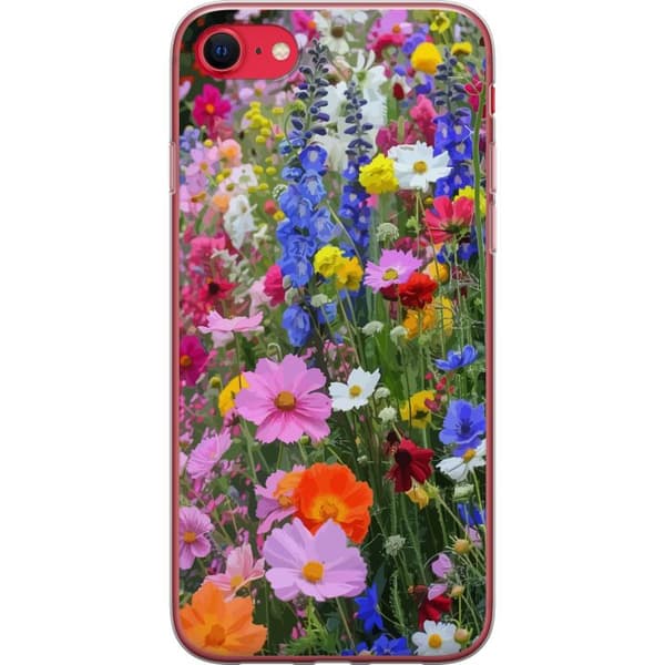 Apple iPhone 8 Gennemsigtig cover Blomstret mobilcover med sommerlig eng og naturmotiv