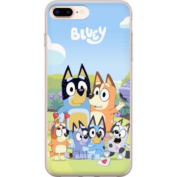 Apple iPhone 8 Plus Gennemsigtig cover Bluey mobilcover med hele familien i farverigt design