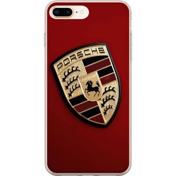 Apple iPhone 8 Plus Gennemsigtig cover Mobil etui med stilfuld Porce-logo i sort og hvid