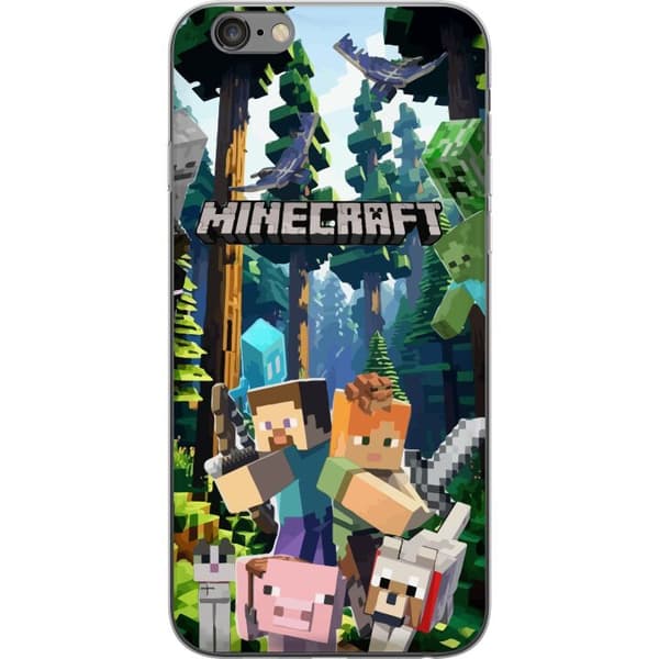 Apple iPhone 6s Plus Läpinäkyvä kuori Minecraft-matkapuhelinkotelo metsällä ja pikselityylisillä hahmoilla