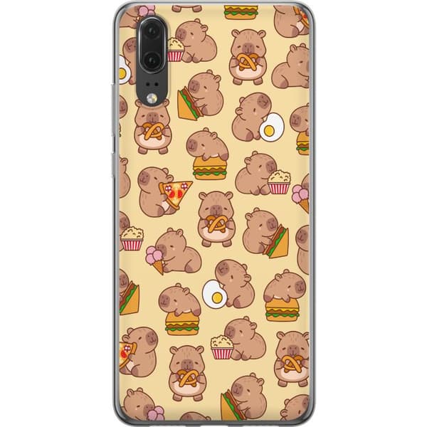 Huawei P20 Genomskinligt Skal Kawaii capybara mobilskal med flera söta figurer