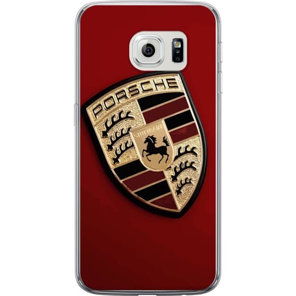 Samsung Galaxy S6 edge Gennemsigtig cover Mobil etui med stilfuld Porce-logo i sort og hvid