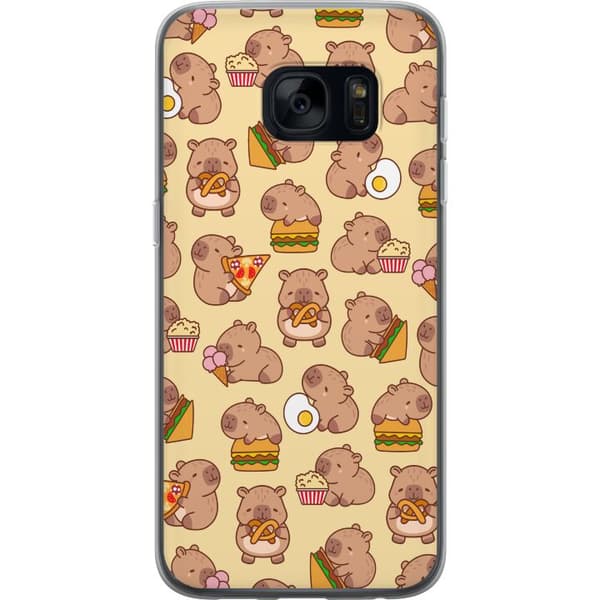 Samsung Galaxy S7 Gjennomsiktig deksel Kawaii capybara mobildeksel med flere søte figurer