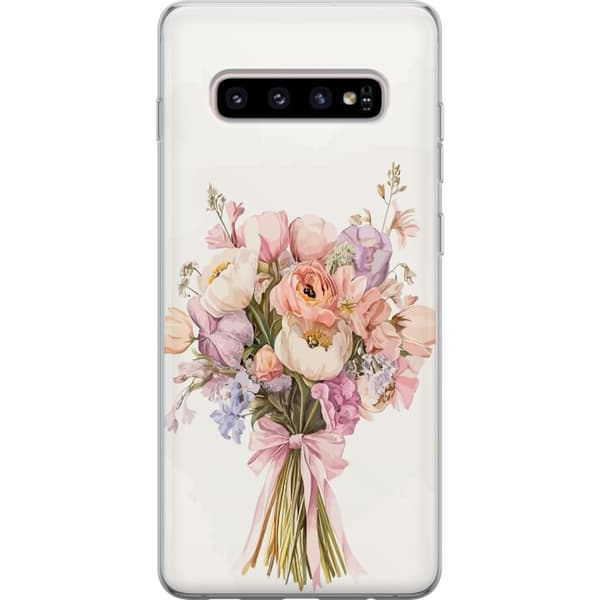 Samsung Galaxy S10+ Genomskinligt Skal Mobilskal med färgglad blombukett i romantisk stil