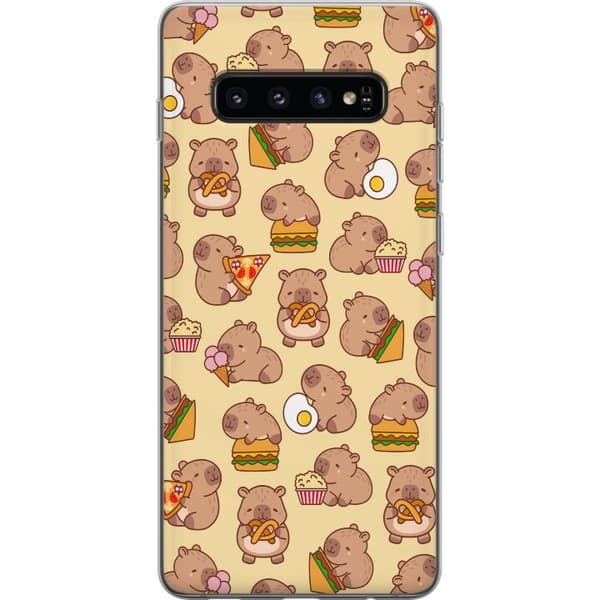 Samsung Galaxy S10 Genomskinligt Skal Kawaii capybara mobilskal med flera söta figurer