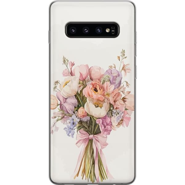 Samsung Galaxy S10 Gjennomsiktig deksel Mobildeksel med fargerikt blomsterbukett i romantisk stil