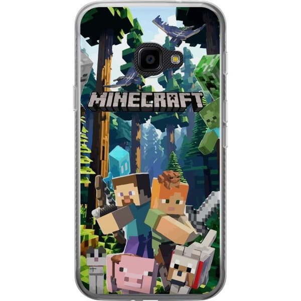 Samsung Galaxy Xcover 4 Genomskinligt Skal Minecraft mobilskal med skog och figurer i pixelstil
