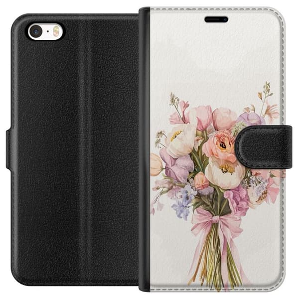 Apple iPhone 5s Tegnebogsetui Mobilcover med farverig blomsterbuket i romantisk stil