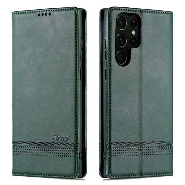 Samsung Galaxy S25 Ultra - Magnetisk Fodral med korthållare Mörkgrön