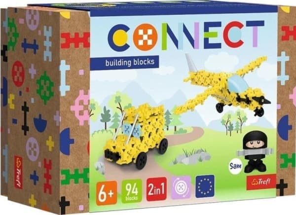 Trefl Connect 2in1 Byggsats, Plan/Jeep, gul