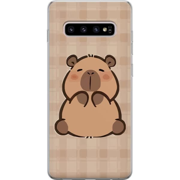 Samsung Galaxy S10+ Gennemsigtig cover Mobilskal kawaii capybara flera figurer japansk stil