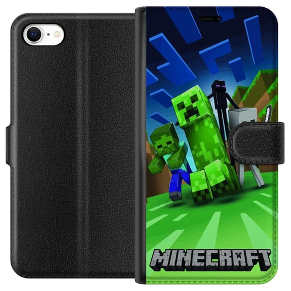 Apple iPhone 6s Lompakkokotelo Minecraft Creeper mobilskal i klassisk grön pixelstil