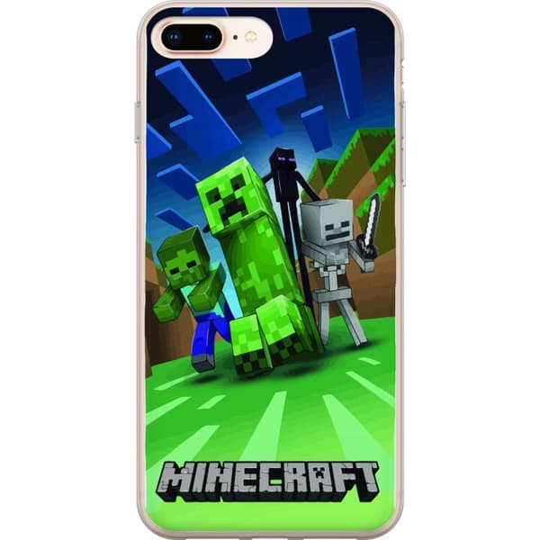 Apple iPhone 7 Plus Gennemsigtig cover Minecraft Creeper mobilskal i klassisk grön pixelstil