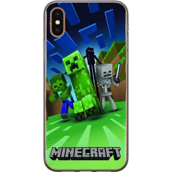 Apple iPhone XS Genomskinligt Skal Minecraft Creeper mobilskal i klassisk grön pixelstil