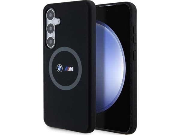 BMW M MagSafe-fodral med silikonring och tryck för Samsung Galaxy S24+ - svart