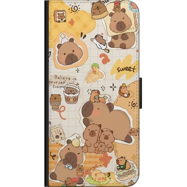 Samsung Galaxy Alpha Lompakkokotelo Kawaii capybara mobilskal med gulliga djurmotiv